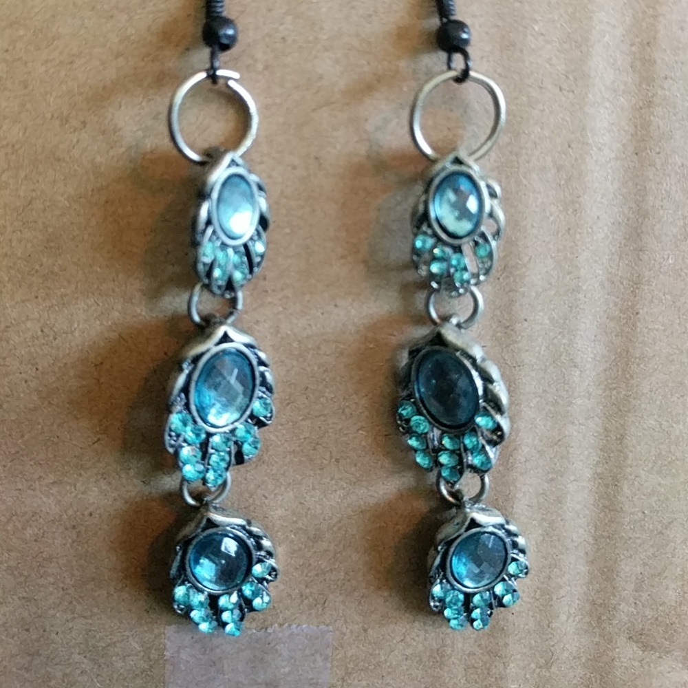 Aqua blue flower petal earrings